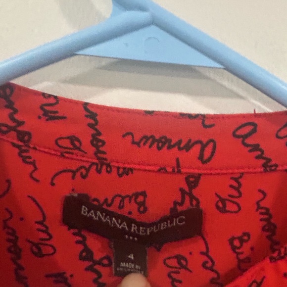 Banana Republic Red Script Long Sleeve dress size 4 - Picture 3 of 4